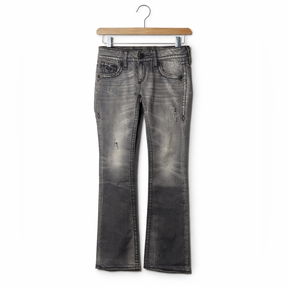 Rock Revival Eva Jeans Size 27 Low Rise Bootcut Distressed Y2K Festival Edge